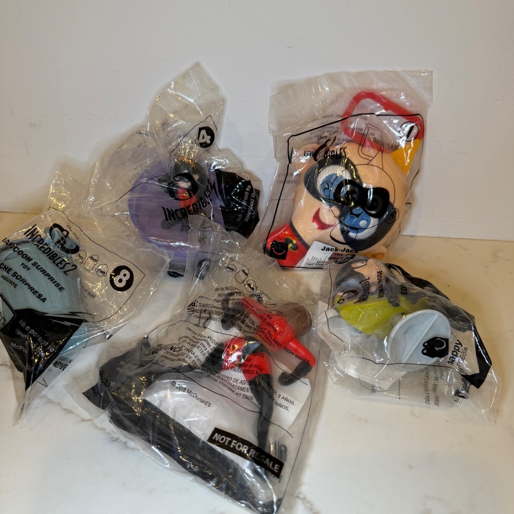 McDonalds‎ Happy Meal Disney Pixar Incredibles 2 Toys Set of 5 New Sealed 2018